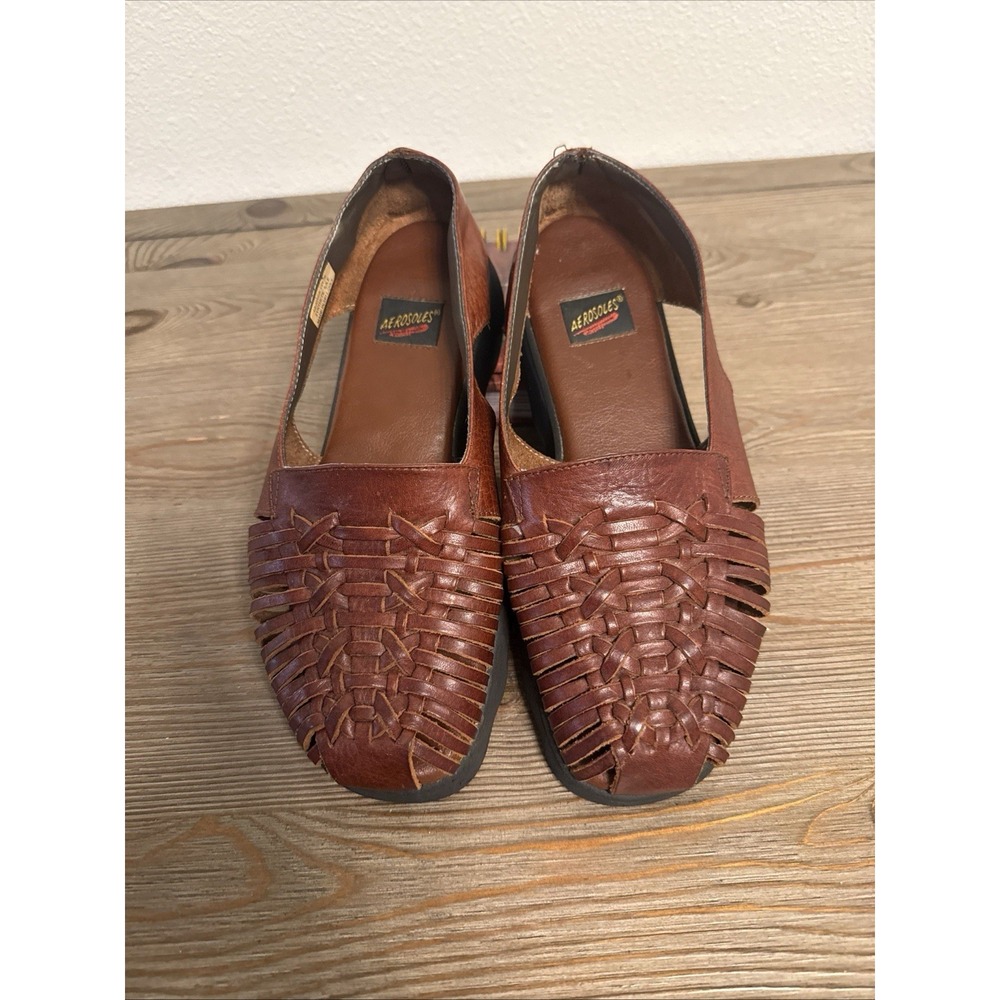 Aerosoles Shoes Sz 7.5B Women's Brown Slip On Loafer Woven top comfort EUC